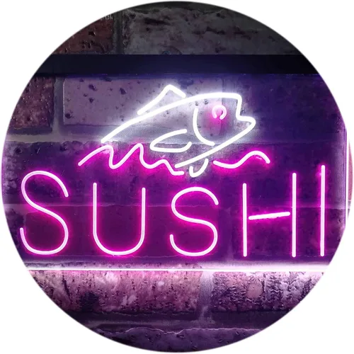 Vista 20 de ADVPRO Sushi Fish Sashimi Restaurant - Letrero de neón LED de doble color, azul y rojo, 12 x 8.5 pulgadas, st6s32-i3334-br