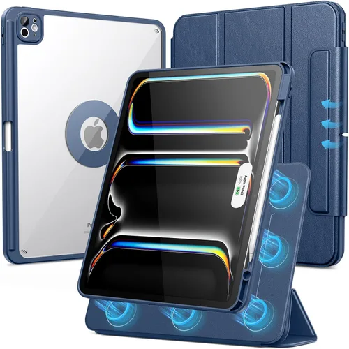 Vista 10 de SPARIN Funda para iPad mini 7 A17 Pro 2024/iPad Mini 6 2021 de 8.3 pulgadas, cubierta magnética desmontable, soporte vertical/horizontal con soporte