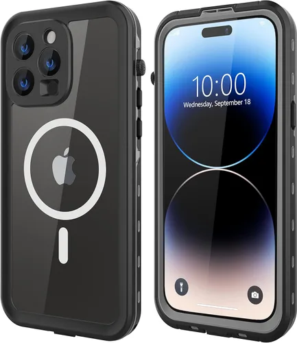 Vista 8 de Funda magnética para iPhone 14 impermeable, [lente y protector de pantalla integrados] [a prueba de golpes] [a prueba de caídas] [a prueba de polvo]