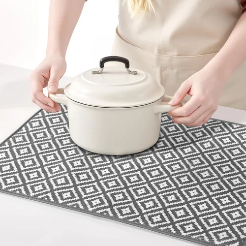 Vista 7 de Subekyu Paquete de 2 tapetes de secado de platos, 24 x 18 pulgadas, de microfibra, ultra absorbentes, para encimera de cocina, almohadilla de secado