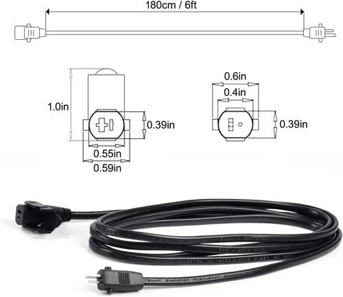 Vista 7 de Sopito Cable de extensión de repuesto para sillón reclinable de 6.6 pies (6.6 ft) para silla elevadora o sillón reclinable, cable de alimentación