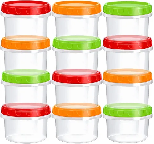 Vista 8 de TOFLEN Recipientes pequeños reutilizables para congelador de 5 onzas, recipientes de plástico para almacenamiento de alimentos con tapas de rosca, a