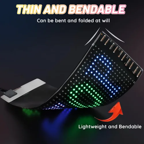 Vista 3 de KJOY - Mini letrero LED Bluetooth para coche, 17 x 7 cm, flexible, USB 5 V, señal LED digital, control por aplicación, programable