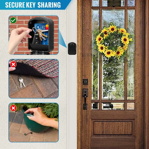 Vista 2 de Caja de seguridad para llaves con código, caja de bloqueo de llave de gran capacidad para montaje en pared exterior, resistente al agua, combinación