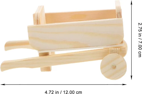 Vista 3 de Carrito de casa de muñecas, modelo de madera, mini carrito de carretilla en miniatura, mini carrito de compras, muebles de casa de muñecas, jardín