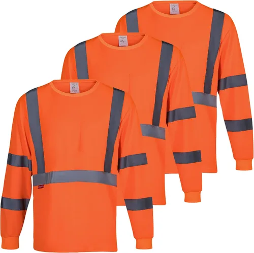 Vista 9 de ProtectX Camisas de manga larga de alta visibilidad, camiseta de seguridad reflectante de alta visibilidad para hombres y mujeres, camisa