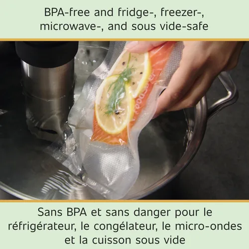 Vista 6 de FoodSaver Bolsas selladoras al vacío de longitud personalizada, paquete múltiple, 5 rollos para almacenamiento hermético de alimentos y Sous Vide