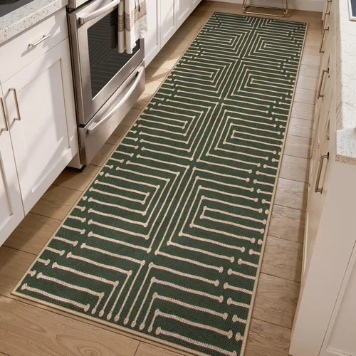 Vista 22 de Lahome Tapetes geométricos para puerta de interior para entrada, alfombra antideslizante lavable de 2 x 3 negro / neutro