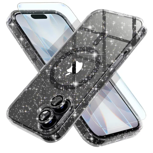 Vista 47 de Choiche Funda para iPhone 15 Pro Max compatible con MagSafe, color negro Purpurina negra