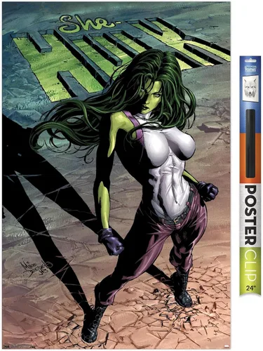 Vista 19 de Trends International Marvel Comics She-Hulk - Póster de pared #29 de She-Hulk, 14.725 x 22.375 pulgadas, versión enmarcada de madera de granero