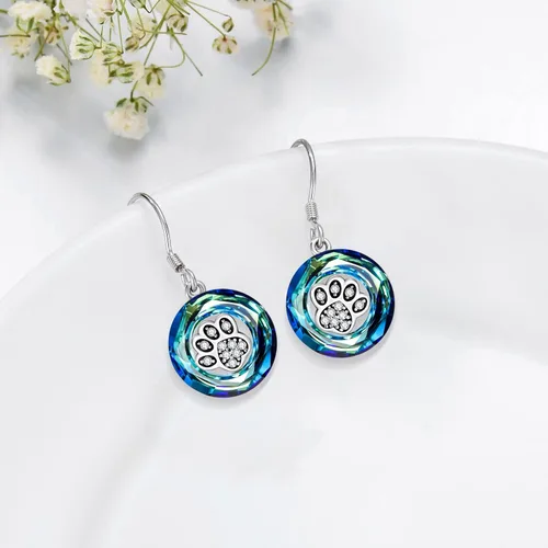 Vista 13 de POPKIMI Bonitos aretes colgantes de animales, joyería de animales, regalos de cumpleaños y Navidad para mujeres, aretes de ópalo de cristal de plata