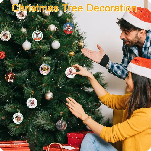 Vista 7 de Adornos personalizados para la primera Navidad del bebé, adornos colgantes de cerámica con foto de bebé, regalo de recuerdo para bebé recién nacido
