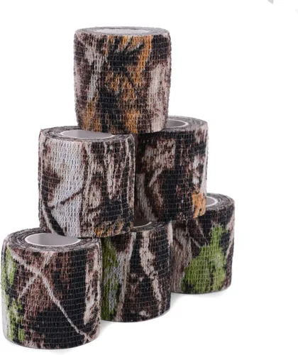 Vista 14 de Cinta envolvente autoadhesiva de camuflaje para protección de 5 cm x 4,5 m. Cinta de camuflaje discreta de tela no tejida. Vendaje elástico
