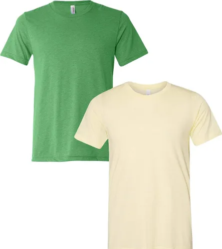Vista 98 de Bella Canvas 3413c para hombre (1) Triblend verde + (1) Triblend rojo