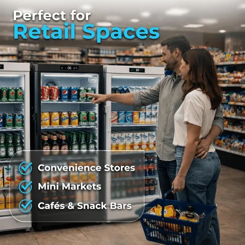 Vista 6 de GRS Refrigerador comercial con cerradura de puerta de vidrio Flujo de aire fresco y temperatura Refrigerador de bebidas, enfriador de bebidas