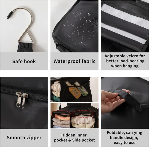 Vista 5 de SUCOME Cubos de embalaje colgantes para viajes, bolsas organizadoras de viaje con bolsa de aseo transparente, organizador plegable de maleta