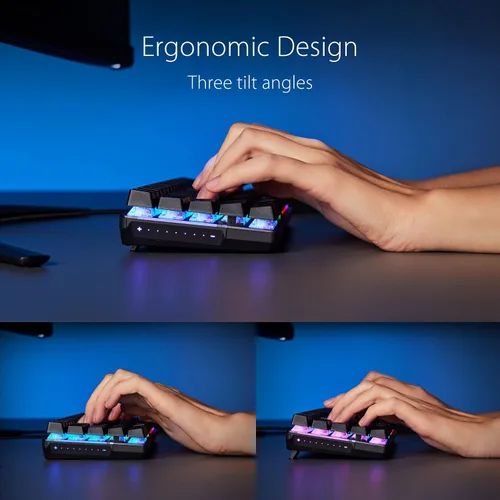 Vista 7 de ASUS ROG Falchion Ace - Teclado mecánico compacto para juegos 65% RGB, interruptores ROG NX marrones y estabilizadores de interruptor, espuma