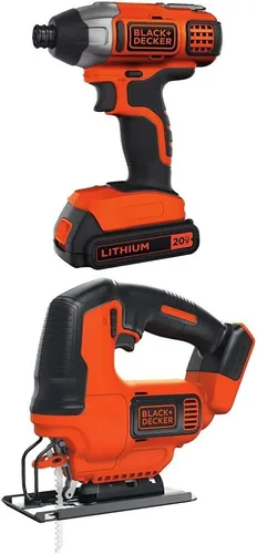 Vista 2 de BLACK+DECKER BDA91109 - Juego de accesorios combinados, 109 piezas con destornillador de impacto de litio BLACK+DECKER BDCI20C 20V MAX con 109