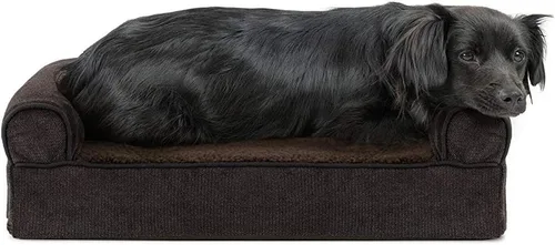 Vista 37 de Furhaven Funda de repuesto para cama de perro, estilo sofá, de pelo sintético y terciopelo, color salvia oscura, talla M