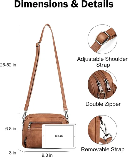 Vista 6 de FADEON Bolsos cruzados para mujer y mochila para laptop Colección Marrón
