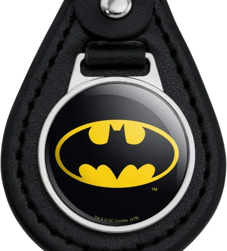 Vista 3 de GRAPHICS & MORE Colección de llaveros con logotipo de Batman de cuero negro de Batman