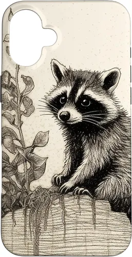 Vista 23 de Minimalistic Plant Draw Racoon Case for iPhone 17