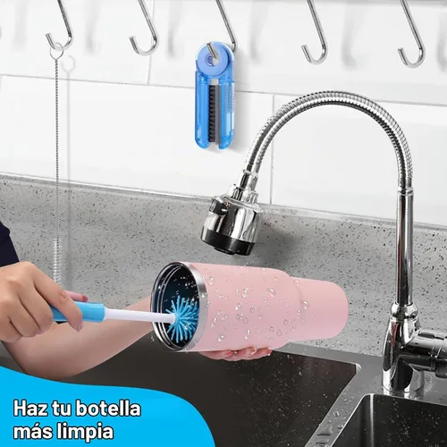 Vista 8 de XANGNIER Paquete de 3 cepillos limpiadores de botellas de agua, juego de limpieza para botellas de agua deportivas, biberones, vasos, cepillo
