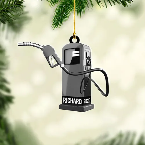 Vista 7 de Adorno de Navidad personalizado con bomba de gas, decoración retro personalizada para árbol de vacaciones, recuerdo único para trabajadores