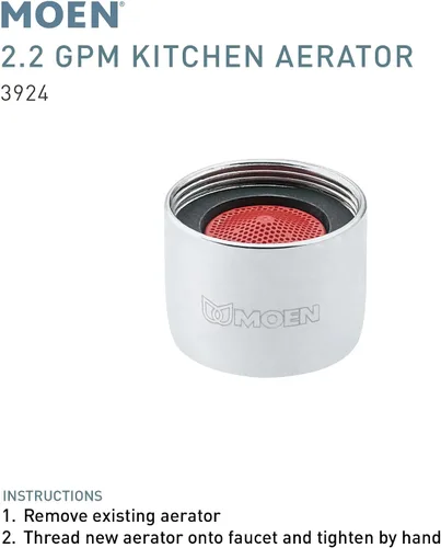 Vista 2 de Moen 3924 Collection - Aireador de rosca hembra de 2.2 GPM, 0.1, cromado