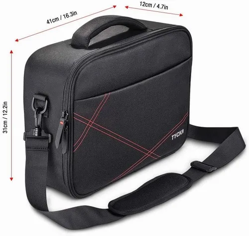 Vista 2 de Funda para proyector, bolsa de transporte de viaje para proyector, dimensión interna de 14.5 x 10.6 x 3.9 pulgadas con correa de hombro ajustable