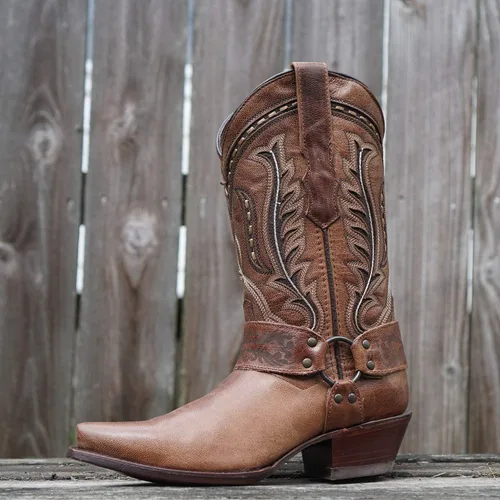 Vista 8 de Soto Boots Botas vaqueras de arnés para mujer, botas vaqueras de cuero genuino, botas de vaquero hechas a mano para las mujeres M50039
