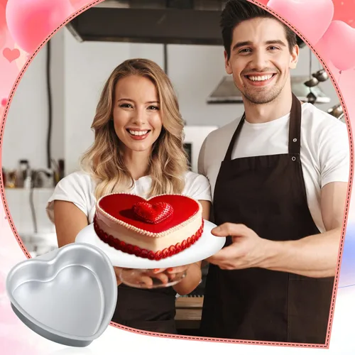 Vista 5 de Mifoci 3 moldes de aluminio con forma de corazón para tartas, molde para hornear en forma de corazón, para bricolaje, cocina, boda, fiesta