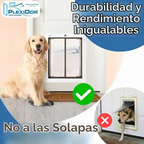 Vista 2 de Plexidor Performance - Puertas para mascotas con cerradura y llave, eficiencia energética, dos paneles, color blanco