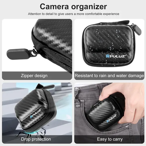 Vista 5 de Mini estuche de transporte para Insta360 GO 3 / GO 3S, funda portátil de fibra de carbono EVA, funda protectora rígida de viaje, funda de transporte