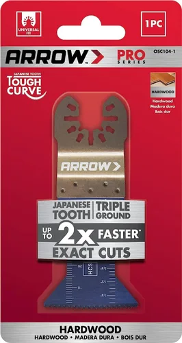 Vista 4 de Arrow OSC104-1 - Hoja oscilante de madera para madera dura, madera, PVC, paneles de yeso, universal, se adapta a la mayoría de multiherramientas