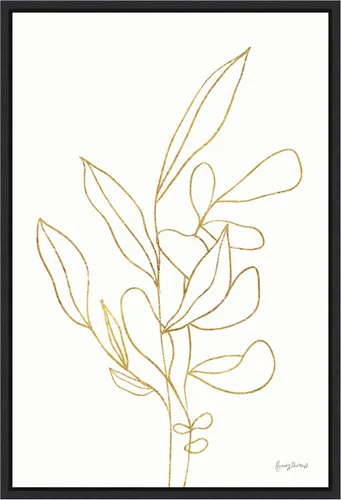 Vista 11 de Amanti Art Lienzo enmarcado para pared, 16 x 23 pulgadas, diseño floral enraizado V dorado por Becky Thorns, arte de lienzo enmarcado