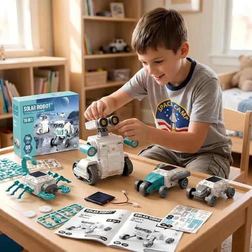 Vista 2 de Robot solar 16 en 1 para niños, 190 piezas STEM juguete educativo