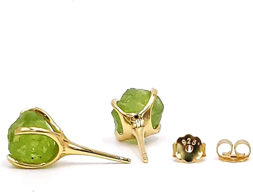 Vista 80 de Aretes de piedra preciosa natural en bruto con oro amarillo sobre plata de ley 925, 6 a 0.276 in, regalo de piedra de nacimiento de calidad genuina