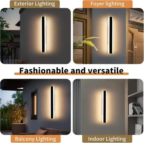 Vista 7 de Luces de Pared Modernas para Exterior de Casa, Apliques de Pared al Aire Libre de 23.6 Pulgadas, 3 Luces Color 3000K/4500K/6000K, Resistente al Agua