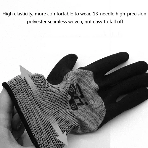 Vista 5 de 12 pares de guantes de trabajo de seguridad, guantes de jardinería, revestimiento de nitrilo antideslizante, guantes de inmersión