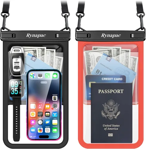 Vista 11 de Rynapac Bolsa impermeable para teléfono - Bolsa impermeable para teléfono de 8.5 pulgadas con cordón, bolsa seca para teléfono IPX8, artículos