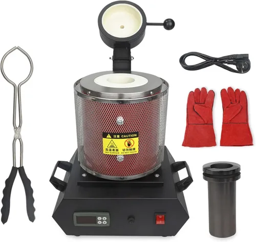 Vista 10 de Horno eléctrico de fusión de oro, kits de horno de fusión de metal, hasta 2,012.0 °F, con crisol de grafito, guantes de alta temperatura, pinzas