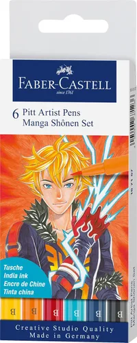 Vista 9 de Faber-Castell F167116 Pitt Artist Pen Cartera de 6 con puntas surtidas, color negro