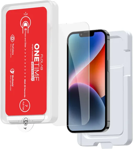 Vista 5 de FLOLAB NanoArmour ONETIME - Funda compatible con iPhone 14 Plus / 13 Pro Max, protector de pantalla antirreflejos, vidrio templado de grado militar