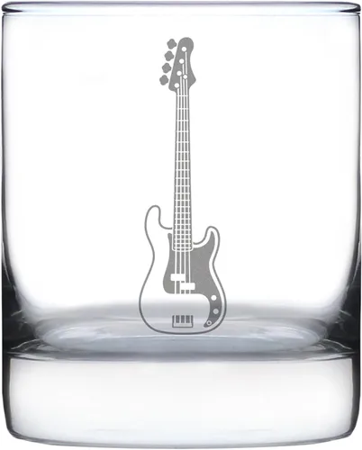 Vista 6 de Vidrio de rocas de bajo eléctrico personalizado – Regalos de música para bajistas, profesores y accesorios musicales para músicos que tocan bajo