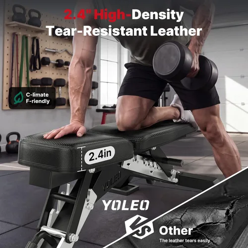 Vista 5 de YOLEO Banco de pesas ajustable comercial de 2315 libras con certificado ASTM, 80% premontado, banco de entrenamiento resistente para gimnasio