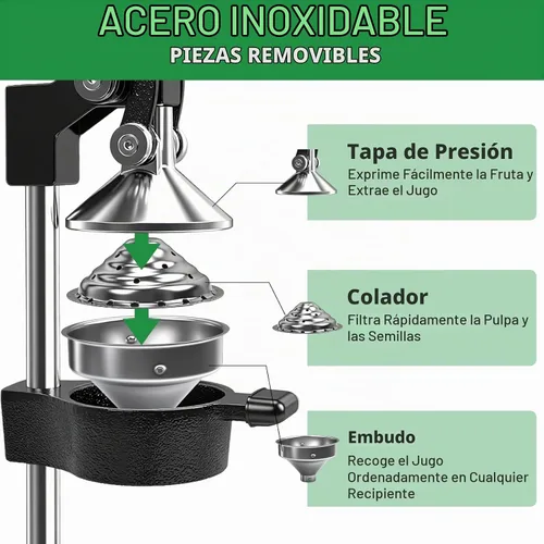 Vista 4 de Máquina Exprimidora Manual, Prensa Manual Comercial de Servicio Pesado de Hierro Fundido, para Jugo de Naranja Lima Limón Granada, Fácil de Usar