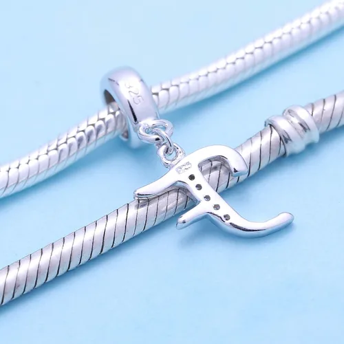Vista 3 de SoulBeads - Colgantes de plata fina 0,925 de letra inicial, alfabeto A-Z. Dije con cristales compatibles con brazaletes europeos