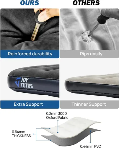 Vista 6 de JOYTUTUS Colchón de aire para SUV, cama de campamento 3.0 engrosada para automóvil, camping, colchón inflable, antifugas, con 2 almohadas y bomba