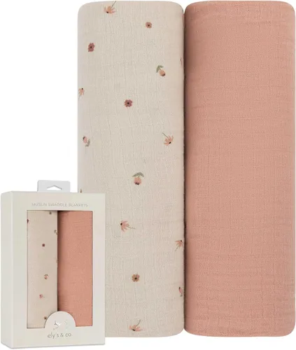 Vista 8 de Ely's & Co. Mantas Envolventes de Muselina Paquete de 2 para Bebé Niño, 100% Algodón Muselina Mantas Envolventes Receptoras Extra Grandes, 47"x47